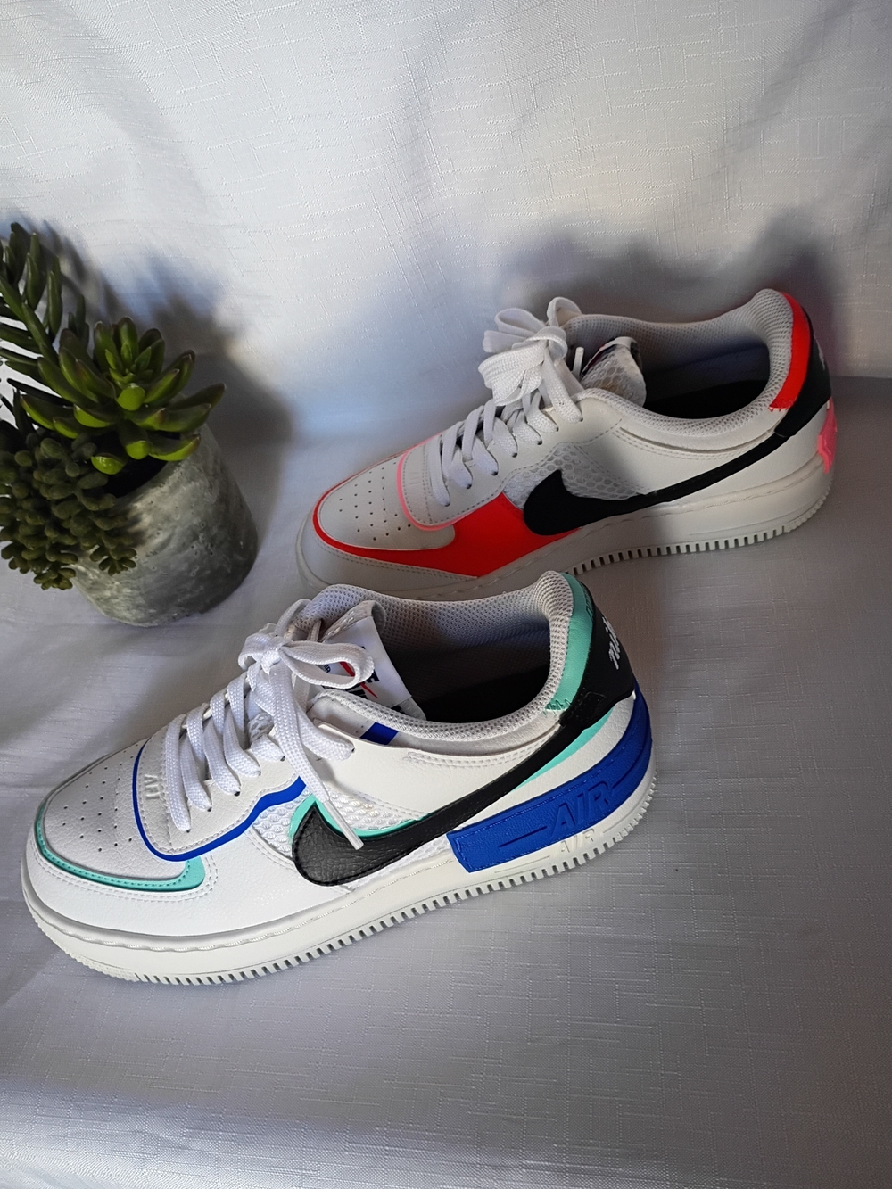 Nike Air Force 1 Low White Multicolor Accent Sneakers Size 8 - Picture 5 of 14